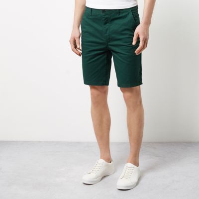 Green slim fit shorts